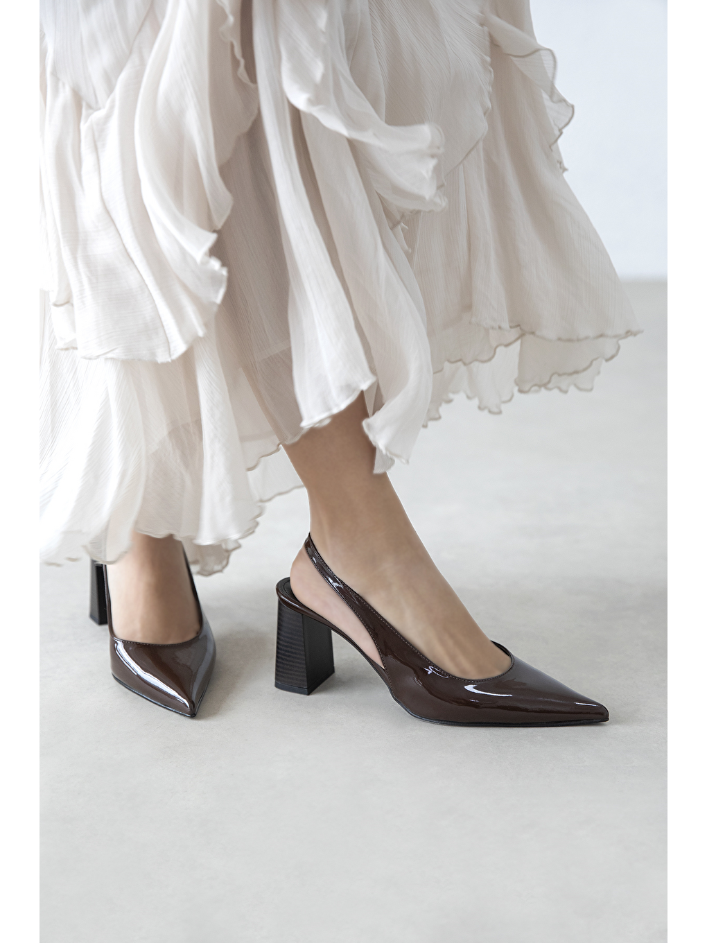 Kahverengi Vera Kadın Rugan Topuklu Ayakkabı Kahve