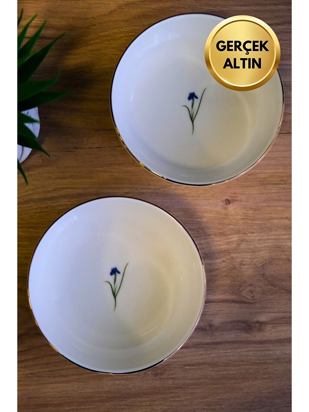 Karışık Porselen Natura İris Altın Yaldızlı Kase 13,50x4cm 460cc 2 li-3