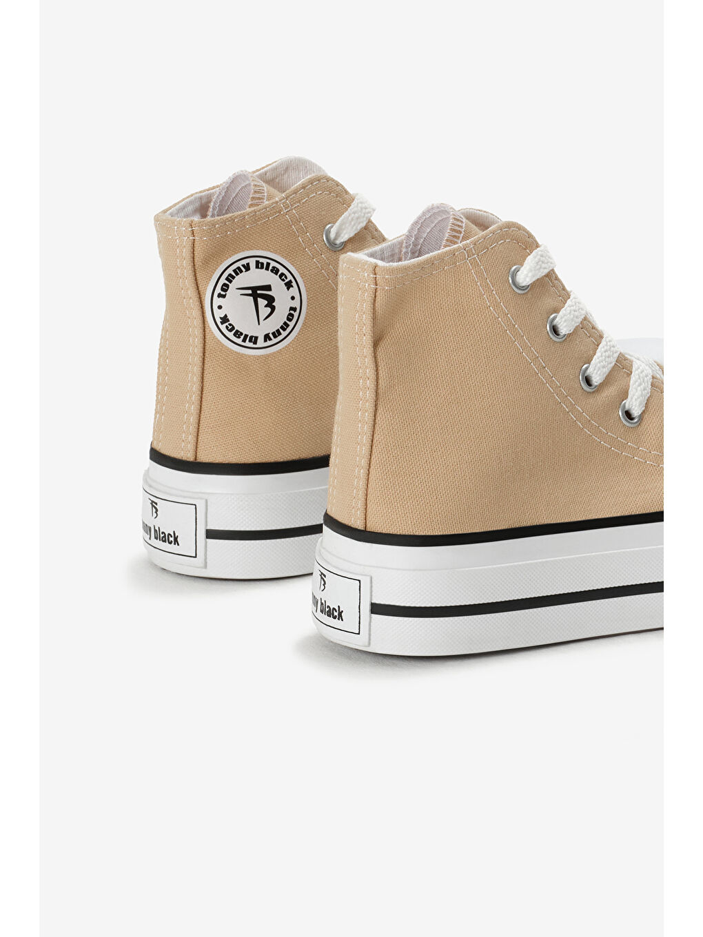 Çocuk Unisex Bej Termo Kalın Taban Bağcıklı Uzun Keten Spor Ayakkabı-4