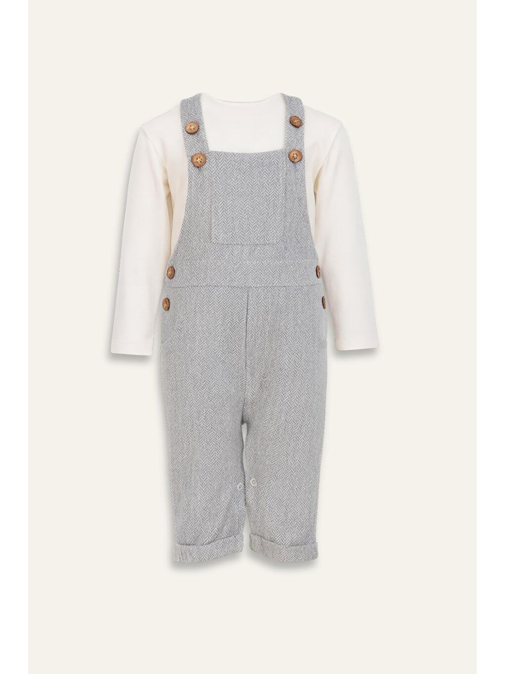 Erkek Bebek Saloped Ve T-Shirt Takım - Gri