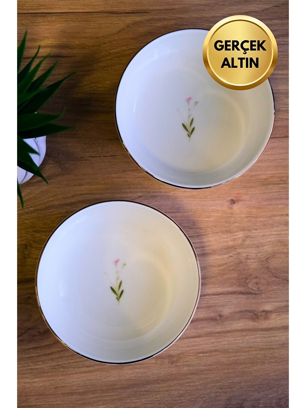 Karışık Porselen Natura Çuha Altın Yaldızlı Kase 13,50x4cm 460cc 2 li-2