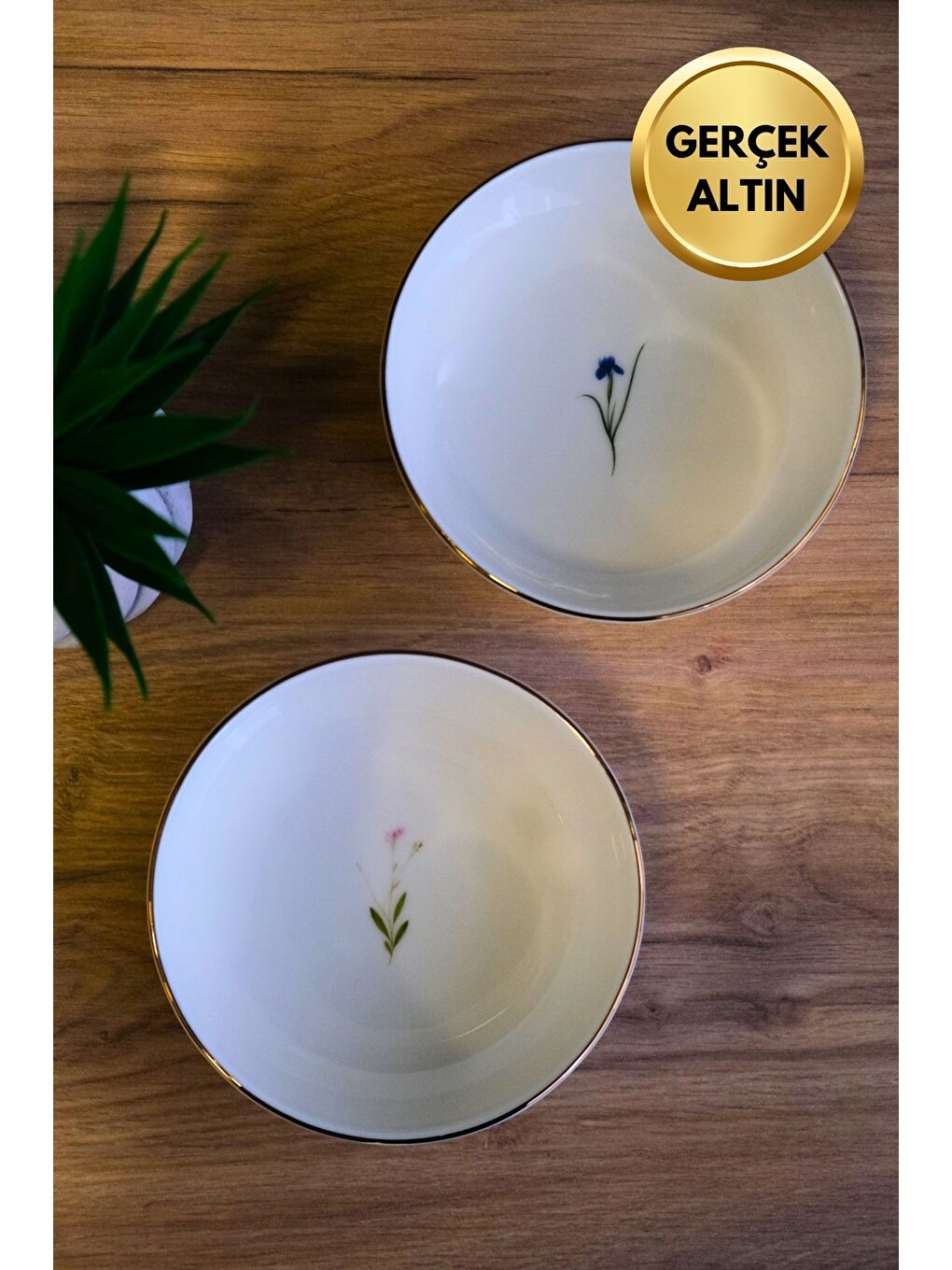 Karışık Porselen Natura Karma Altın Yaldızlı Kase 13,50x4cm 460cc 2 Parça-1