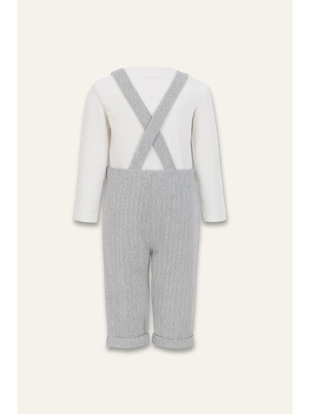 Erkek Bebek Saloped Ve T-Shirt Takım - Gri-1