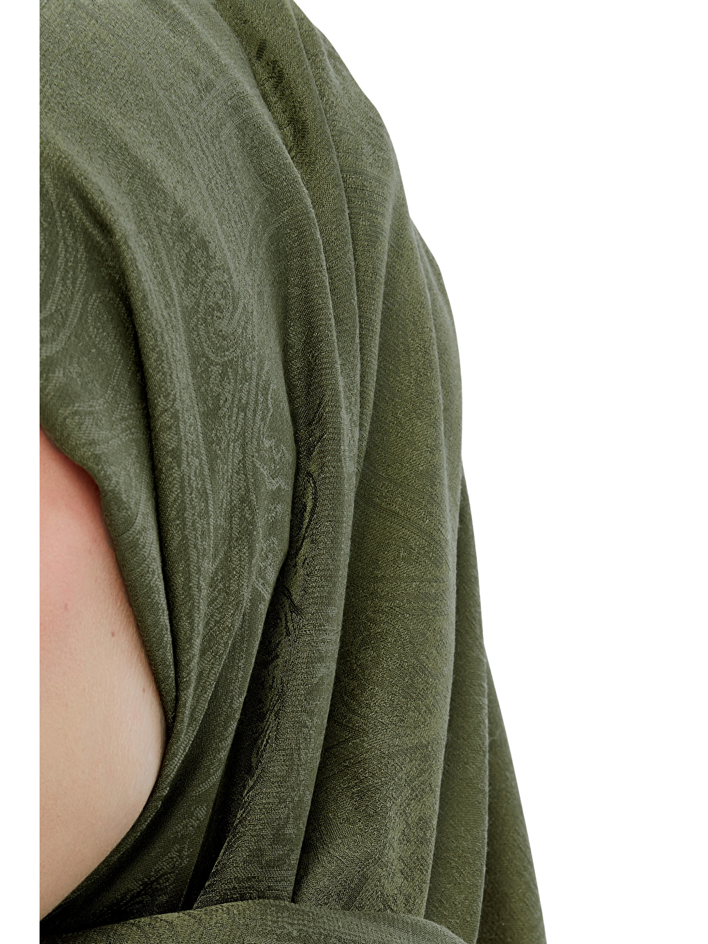 Haki Monogram Etnik Desen Şal-1