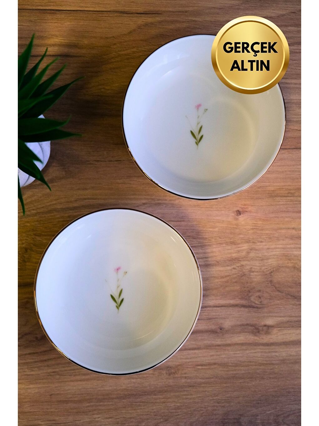 Karışık Porselen Natura Çuha Altın Yaldızlı Kase 13,50x4cm 460cc 2 li-4