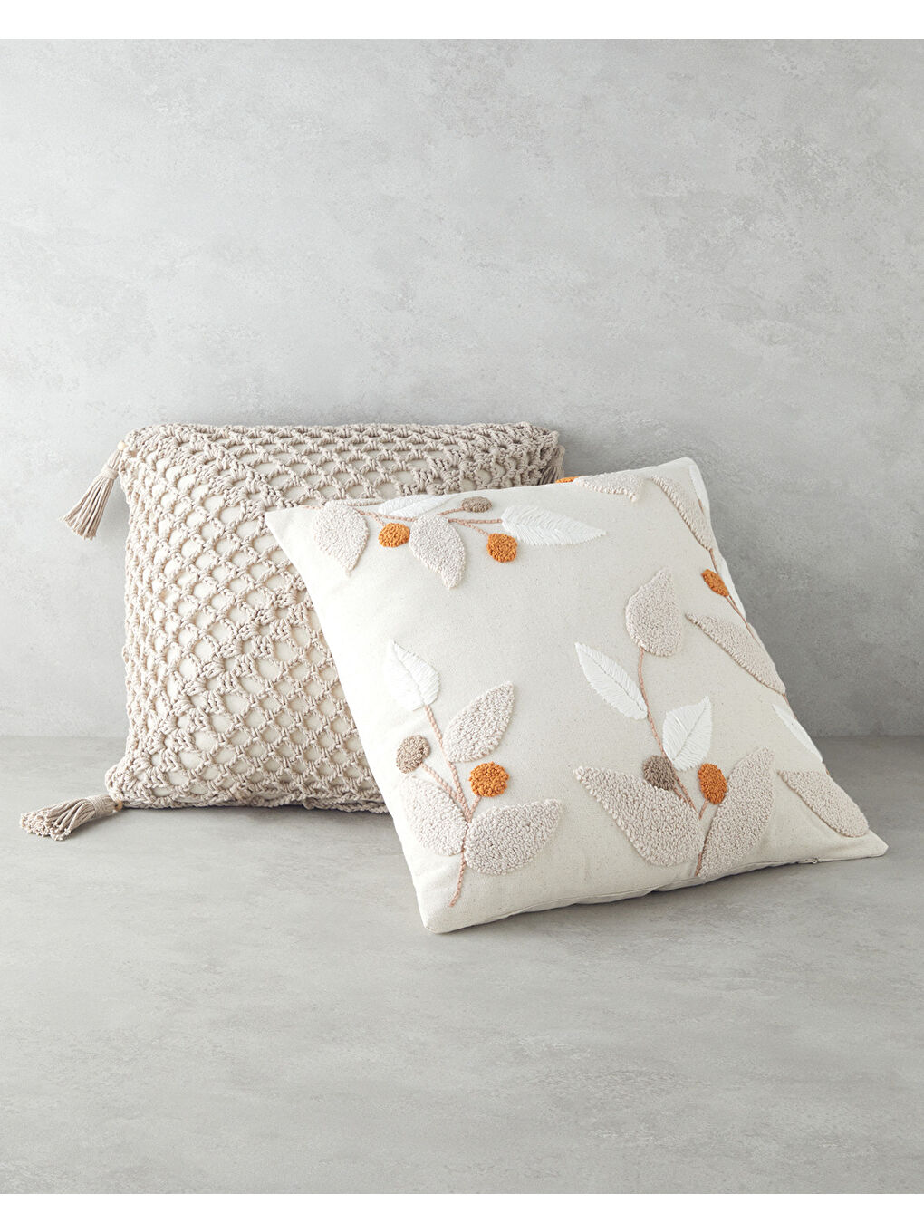 Handmade Kırlent Kılıfı 45x45 cm Ekru-3