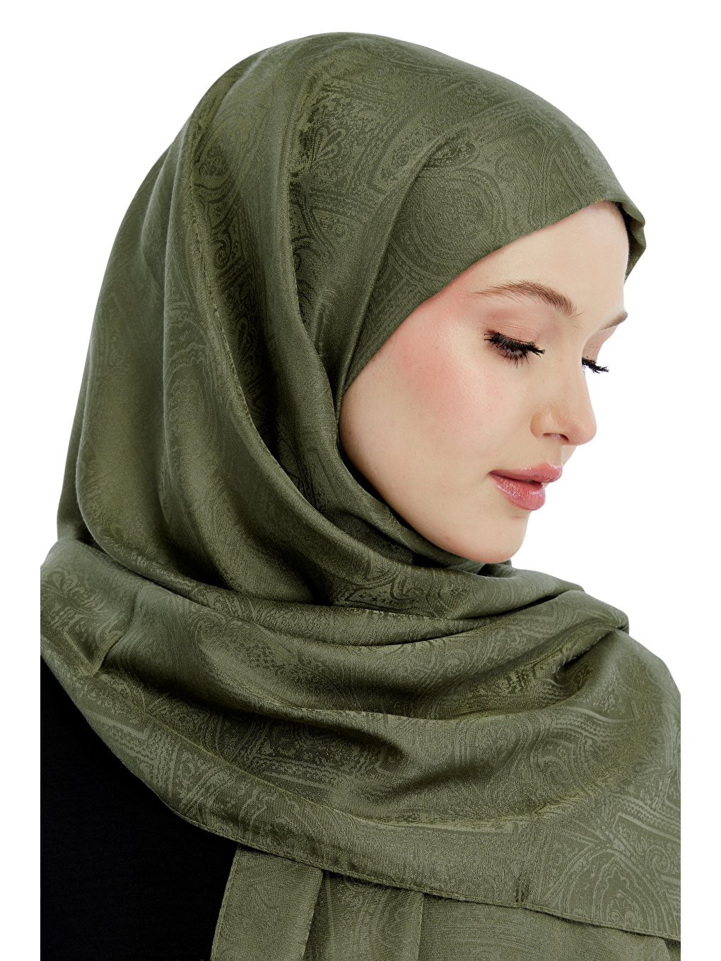 Haki Monogram Etnik Desen Şal-2