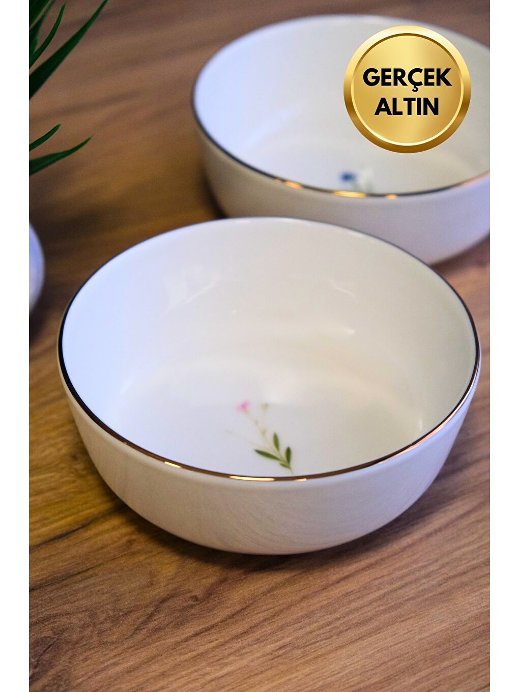 Karışık Porselen Natura Karma Altın Yaldızlı Kase 13,50x4cm 460cc 2 Parça-3