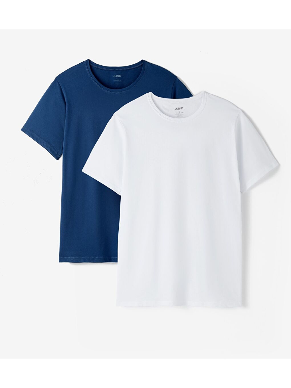 June İndigo-Beyaz Indigo- Beyaz 2'li Paket %100 Pamuk Basic Erkek T-Shirt