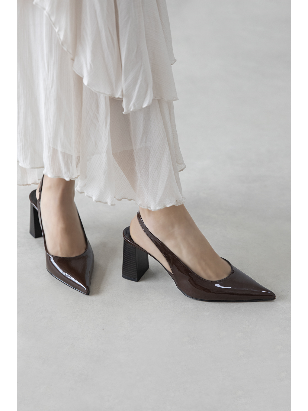 Kahverengi Vera Kadın Rugan Topuklu Ayakkabı Kahve-1