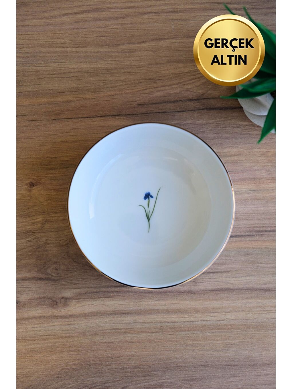 Karışık Porselen Natura İris Altın Yaldızlı Kase 13,50x4cm 460cc Tekli