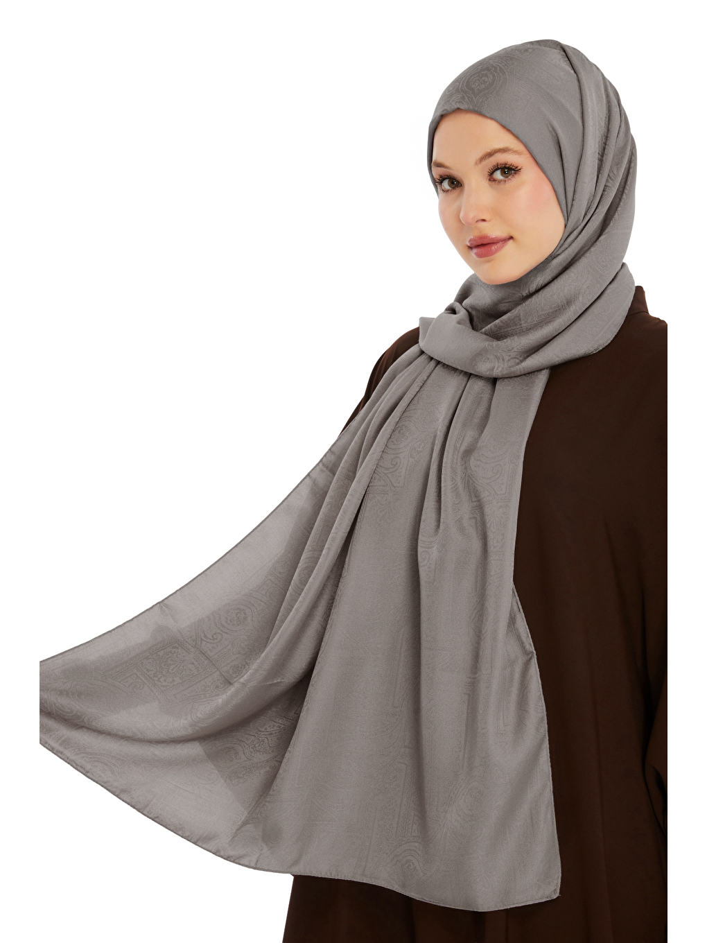 Bej Monogram Etnik Desen Şal-2