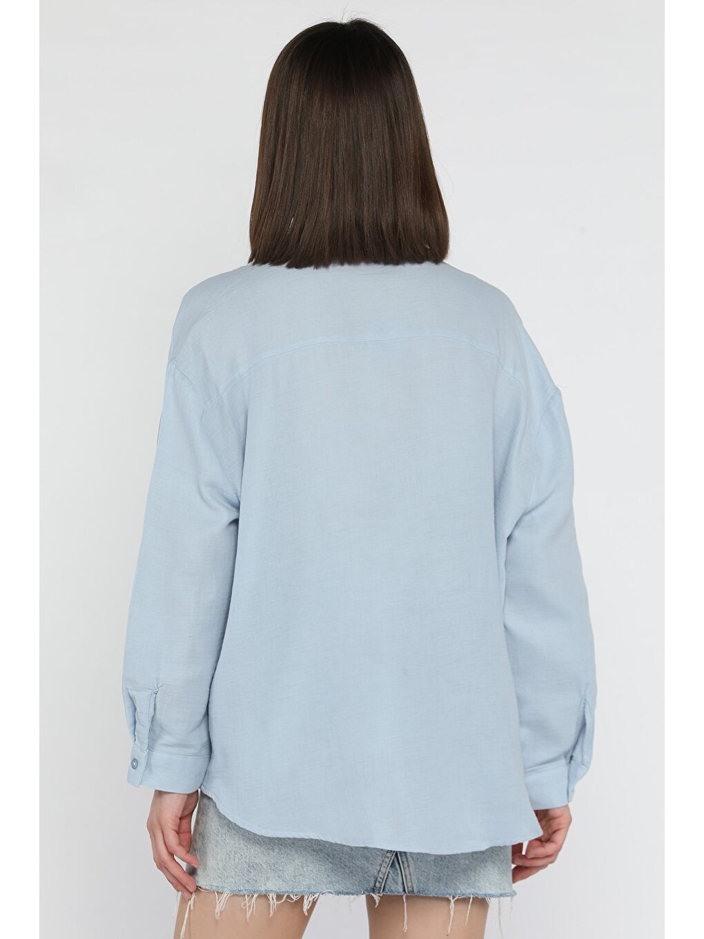 Mavi Kadın Uzun Kol Basic Salaş Gömlek-2