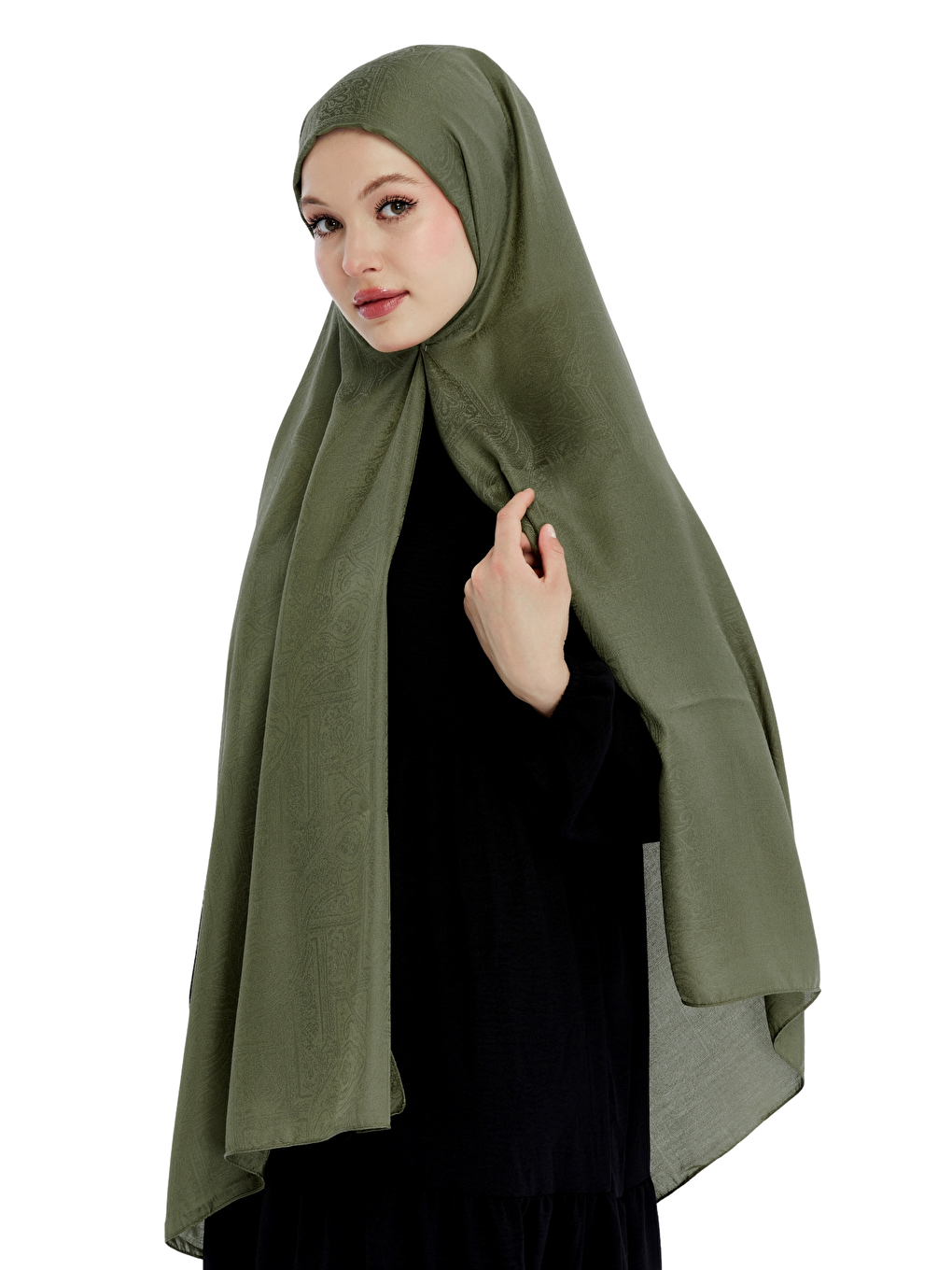 Haki Monogram Etnik Desen Şal-6