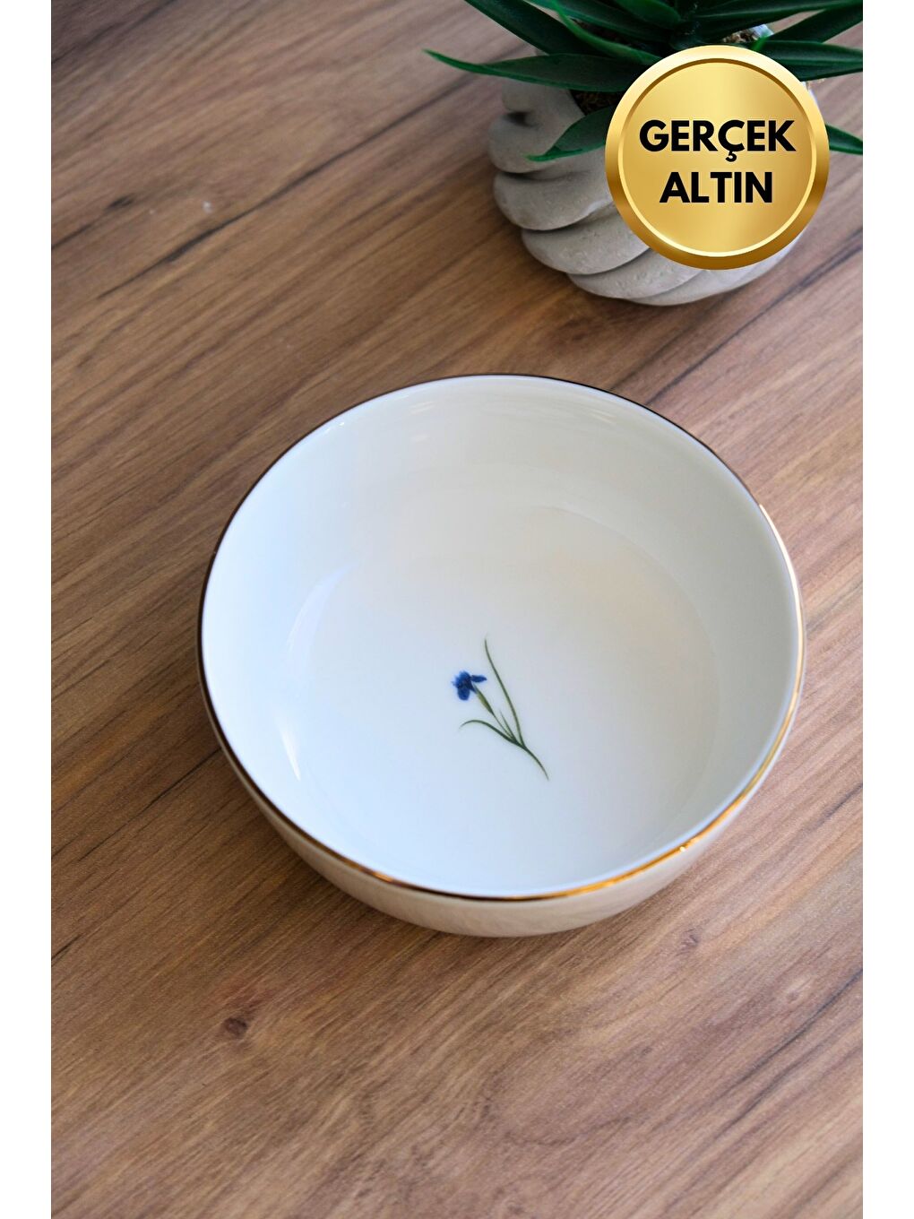 Karışık Porselen Natura İris Altın Yaldızlı Kase 13,50x4cm 460cc Tekli-2