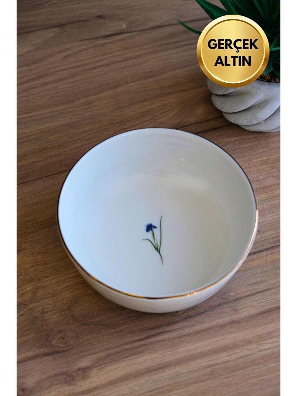 Karışık Porselen Natura İris Altın Yaldızlı Kase 13,50x4cm 460cc Tekli-3