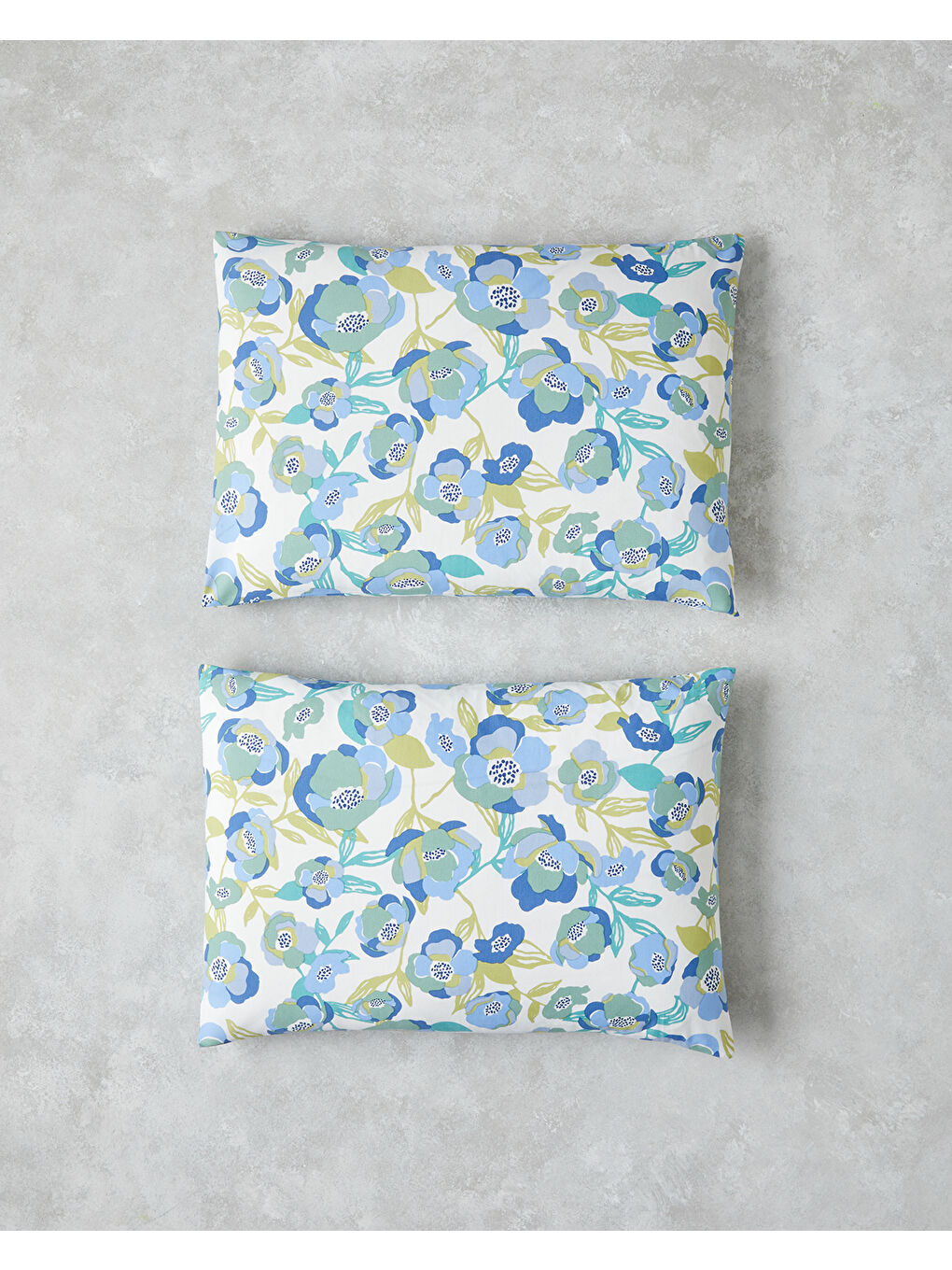 Summer Blooms Kolay Ütülenir 2'li Yastık Kılıfı 50x70 cm Mavi
