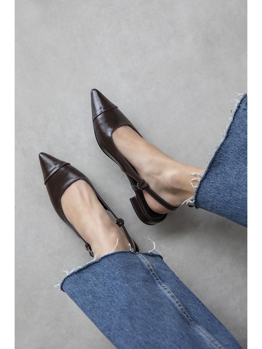 Kahverengi Hubert Kadın Topuklu Kırışık Deri Ayakkabı Kahve