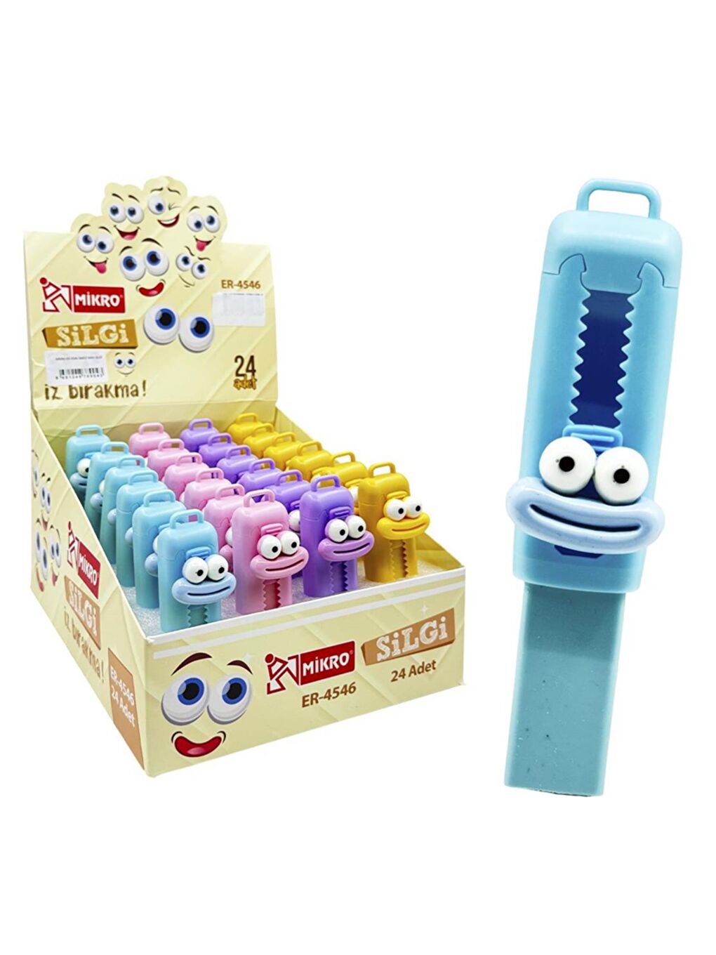 Smile Face Max Sürgülü Silgi (ER-4546) 4 Adet-2
