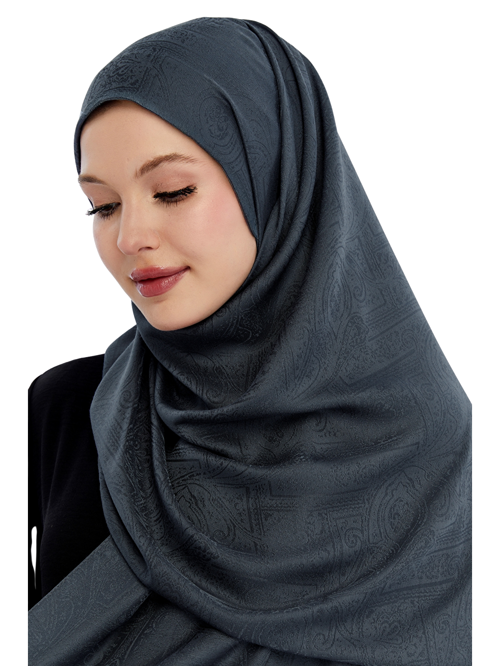 Antrasit Monogram Etnik Desen Şal