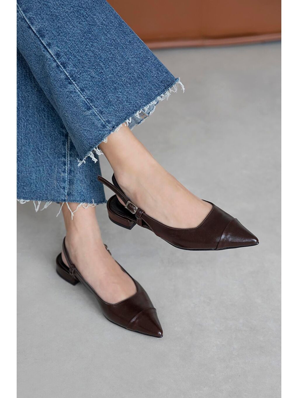 Kahverengi Hubert Kadın Topuklu Kırışık Deri Ayakkabı Kahve-1