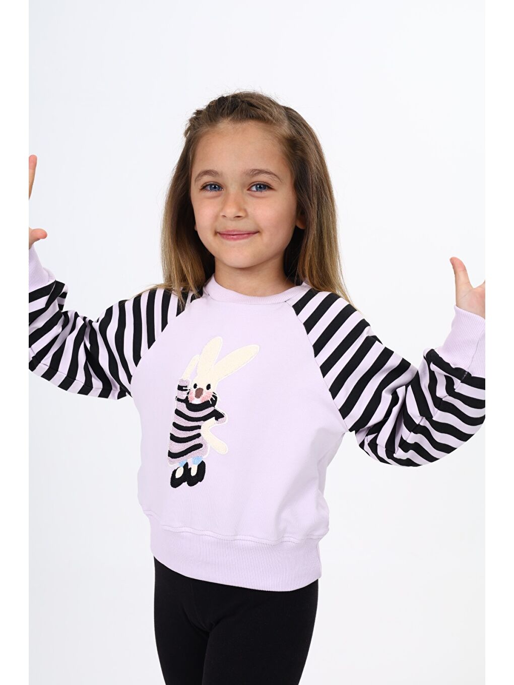 Lila Kız Çocuk Nakışlı Sweatshirt-1