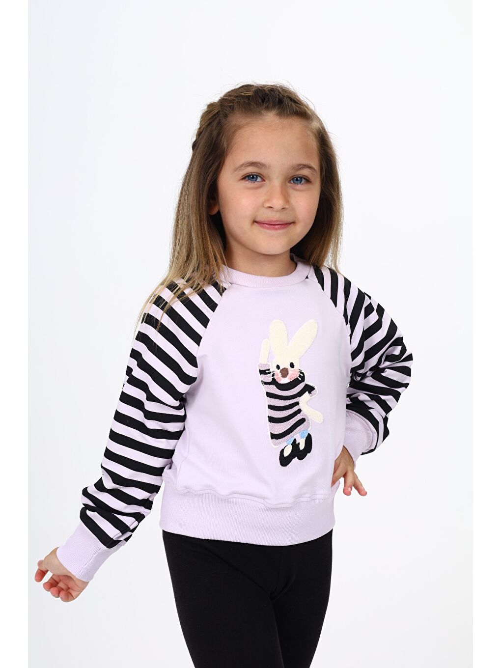 Lila Kız Çocuk Nakışlı Sweatshirt-4