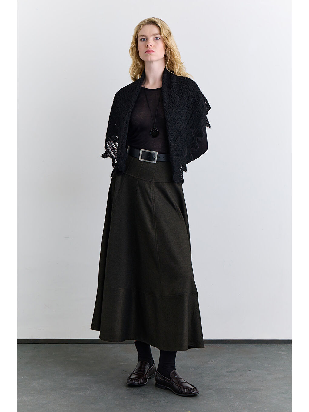 Kup Detaylı Geniş Etek Haki-1