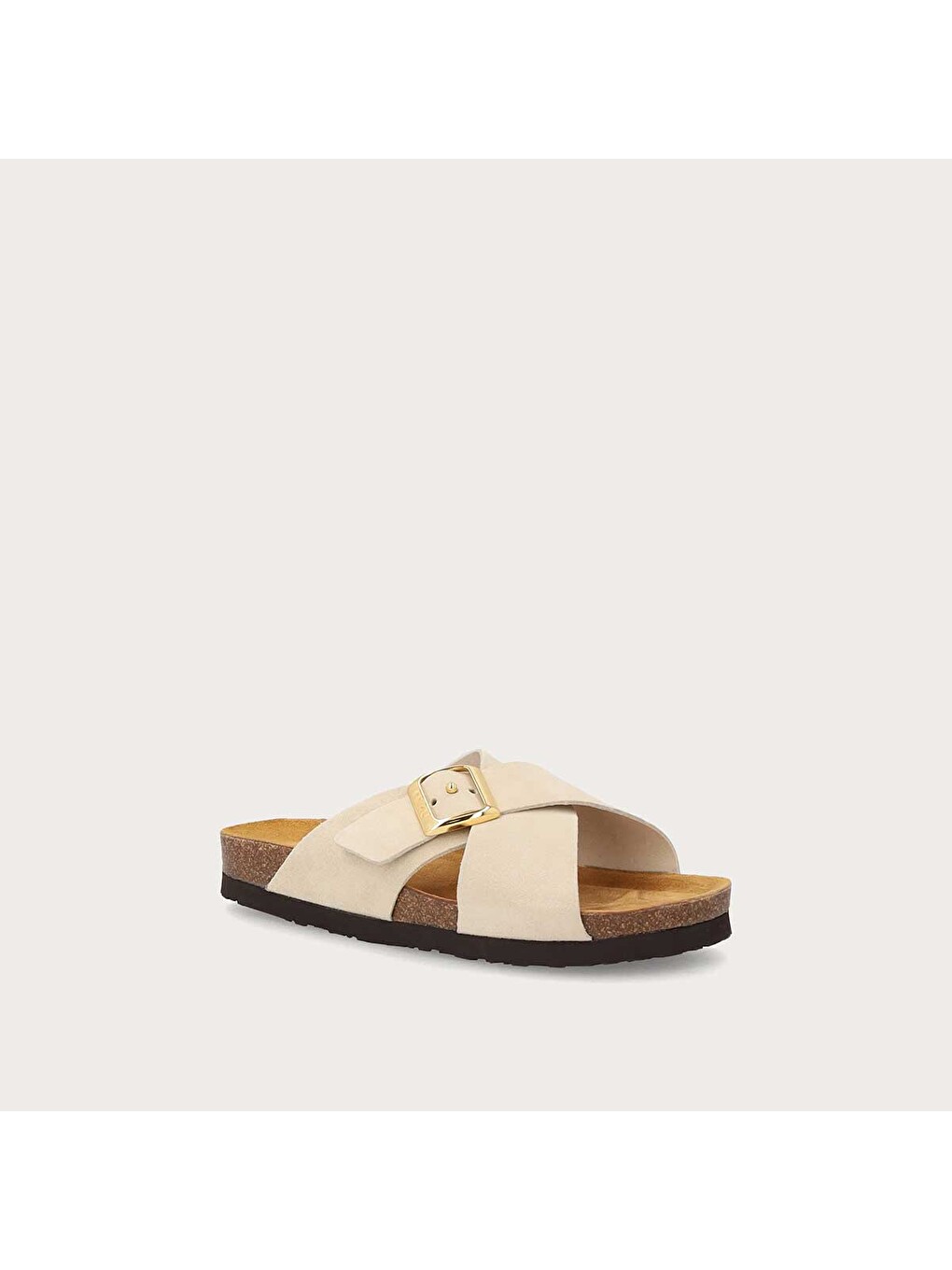 Bej Kadın Terlik 17B3 VELOUR-S SUEDE CROSSOVER-STRAP SLIDERS-1