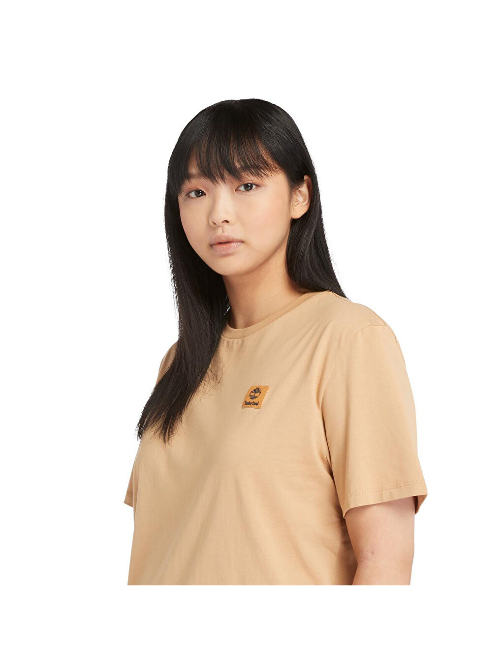 Woven Badge Erkek Sarı Yuvarlak Yaka Tişört-2