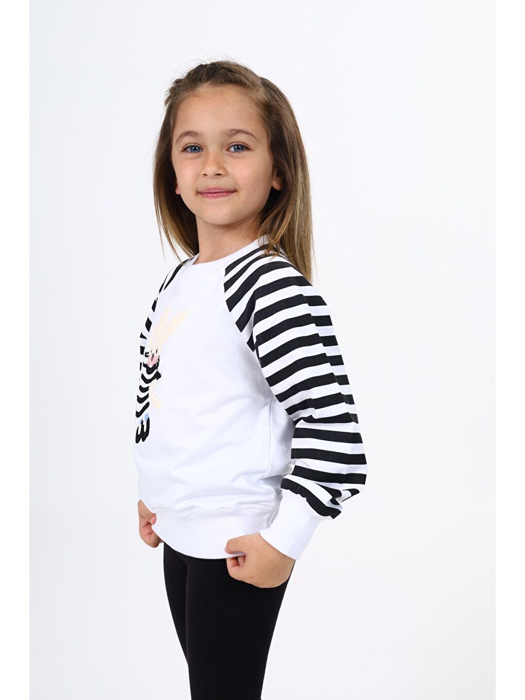 Beyaz Kız Çocuk Nakışlı Sweatshirt-2