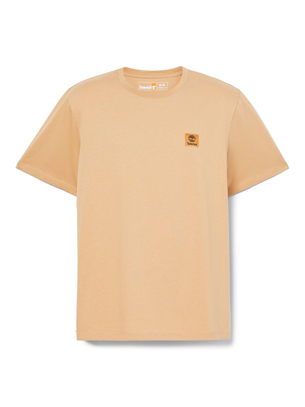 Woven Badge Erkek Sarı Yuvarlak Yaka Tişört-4