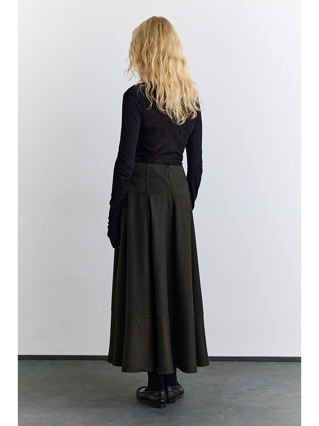 Kup Detaylı Geniş Etek Haki-5