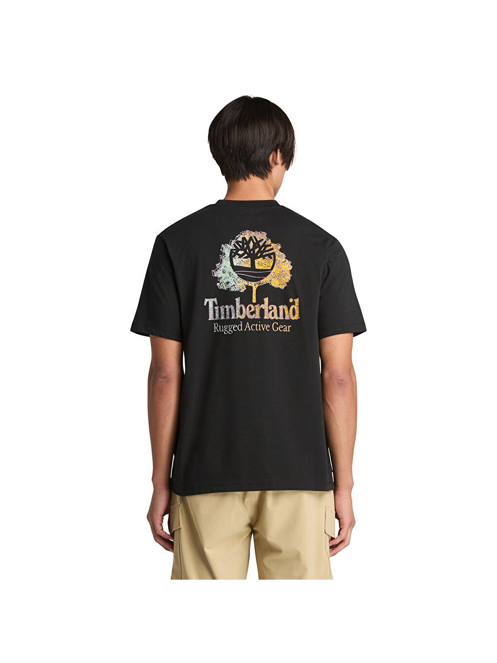 Rugged Active Gear Back Graphic Erkek Siyah Yuvarlak Yaka Tişört-2