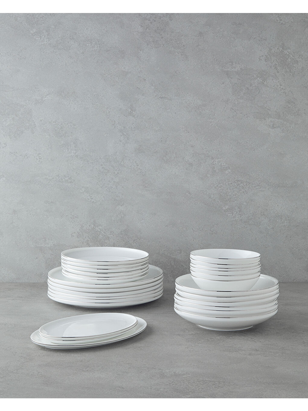 Gri Milano Bone Porselen Yemek Takımı 27 Parça 6 Kişilik Silver-1