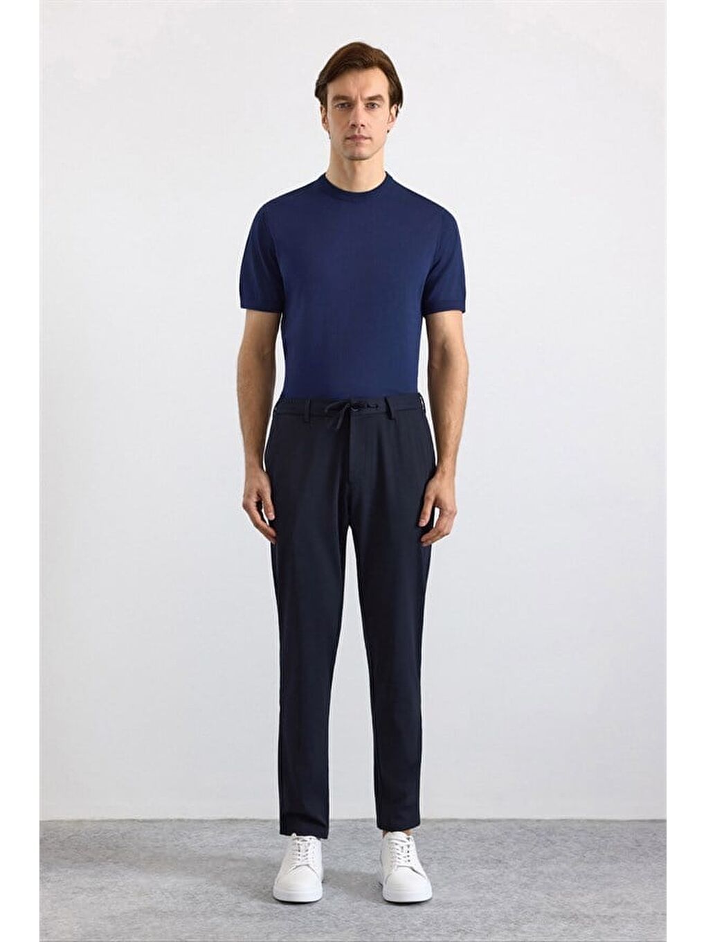 Lacivert Slim Düz Jogger Pantolon