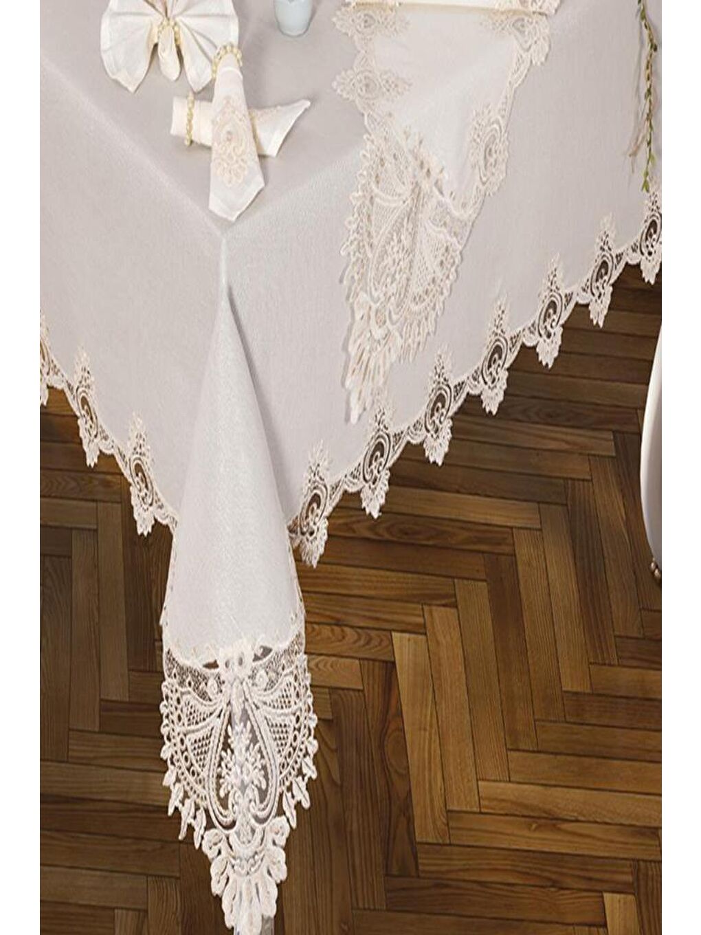 Ekru Smile Masa Örtüsü 26 Parça Krem-3