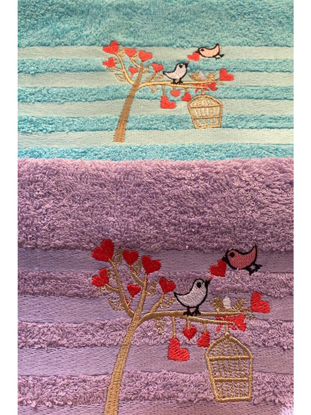 Karışık Softy Bird 4lü Nakışlı Çeyizlik Havlu Takımı-5