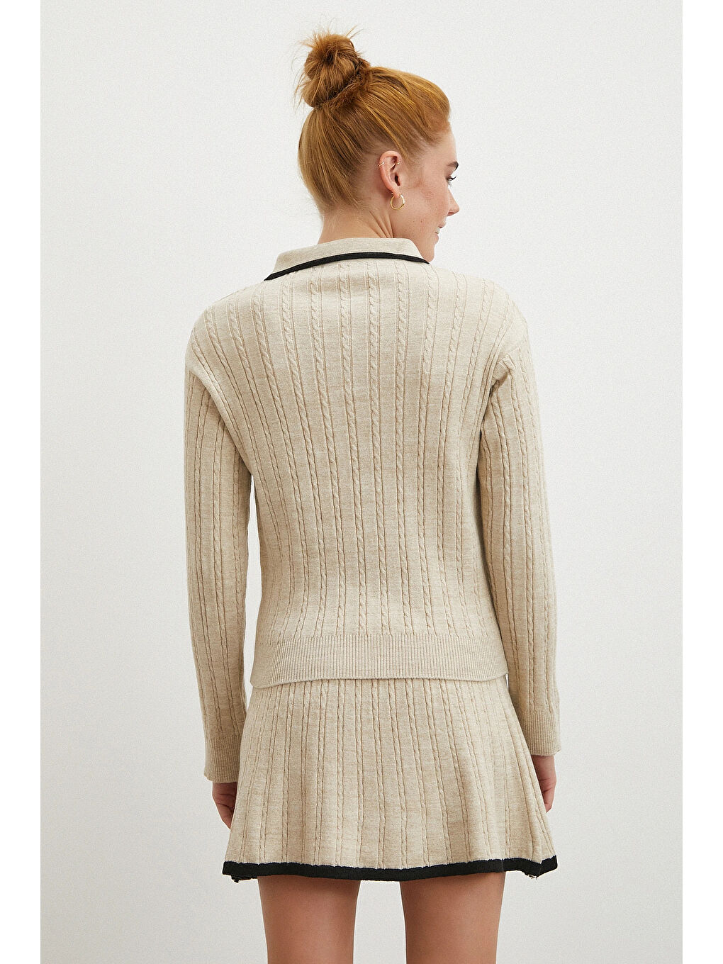 Polo Yaka Etekli Takım Ekru-5