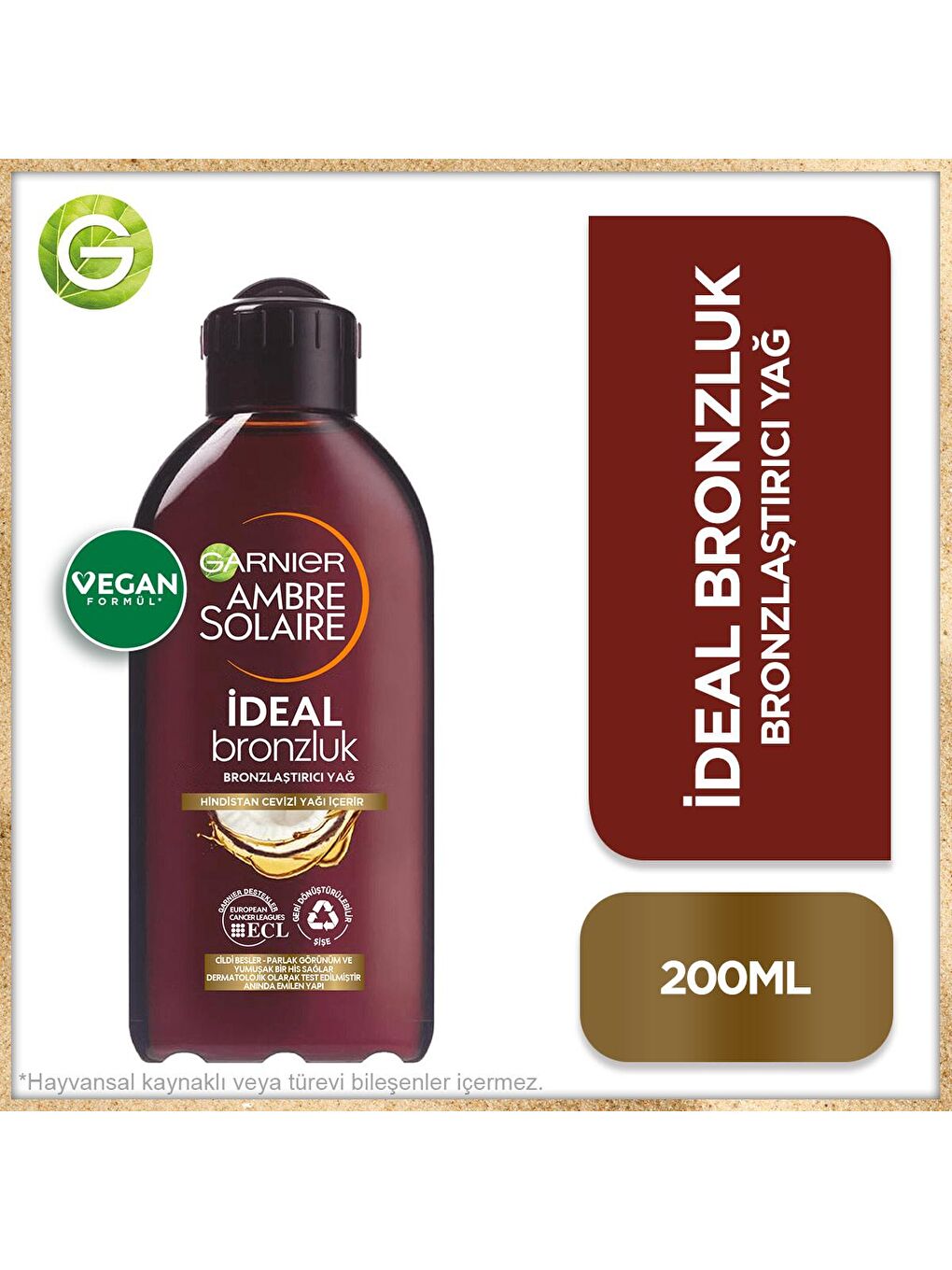 GARNIER Şeffaf Ambre Solaire Yoğun Bronzlaştırıcı Yağ GKF2 200 ml