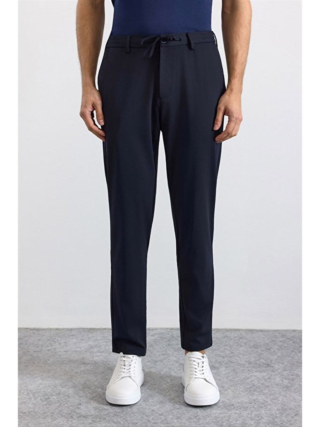 Lacivert Slim Düz Jogger Pantolon-1