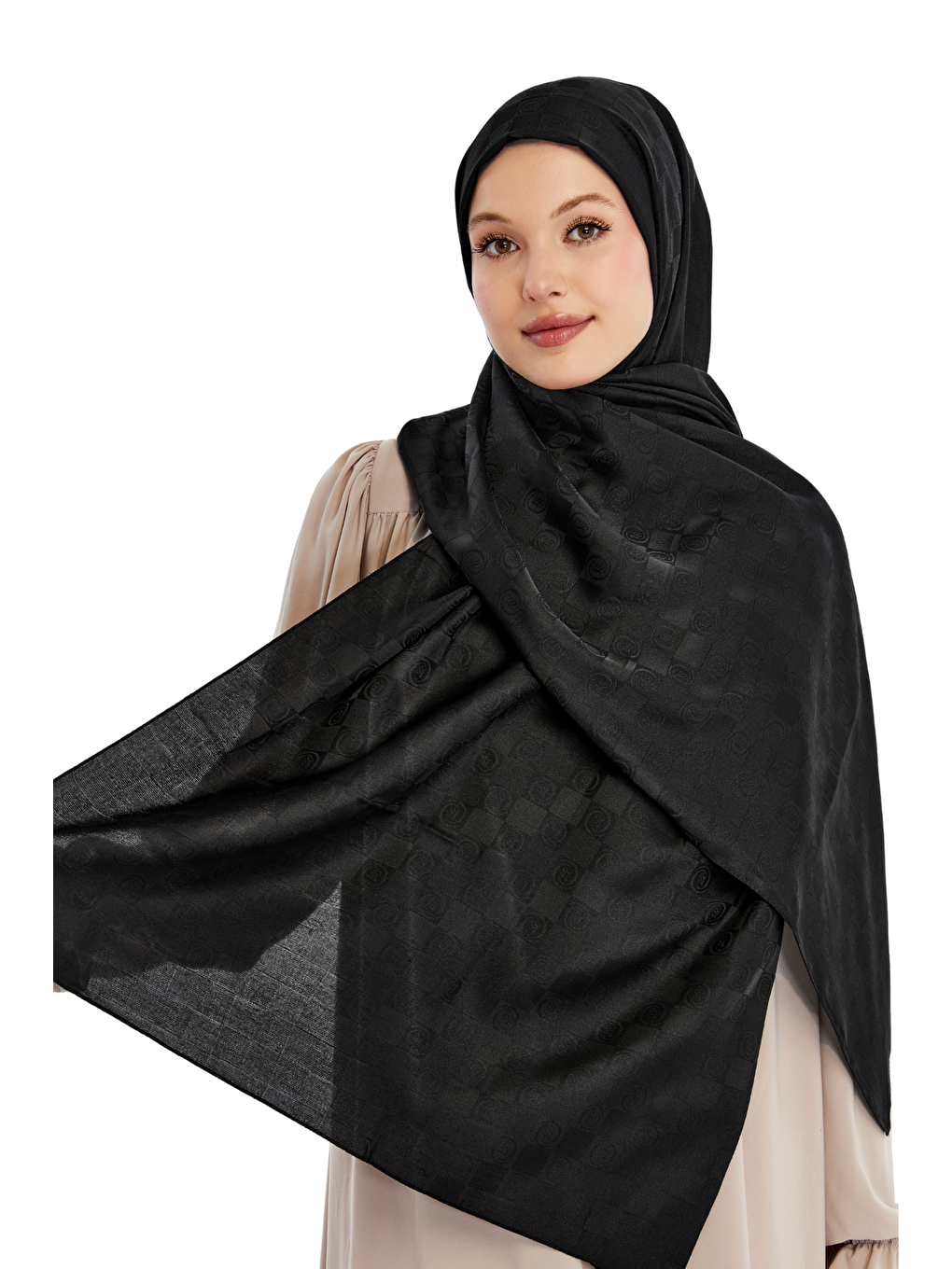 Siyah Monogram Dama Desen Şal