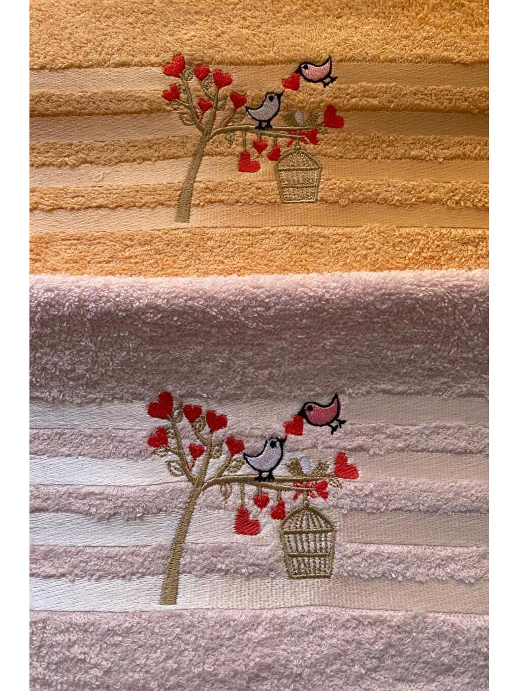 Karışık Softy Bird 4lü Nakışlı Çeyizlik Havlu Takımı-6