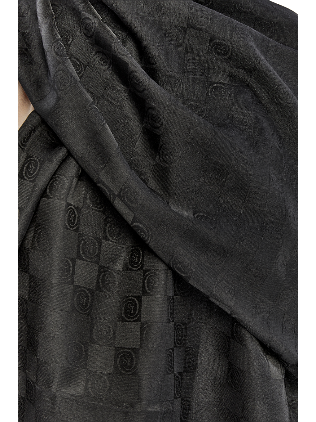 Siyah Monogram Dama Desen Şal-1