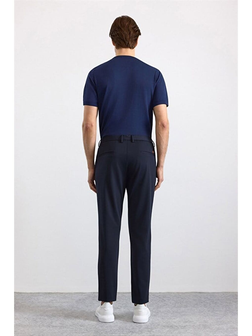 Lacivert Slim Düz Jogger Pantolon-2