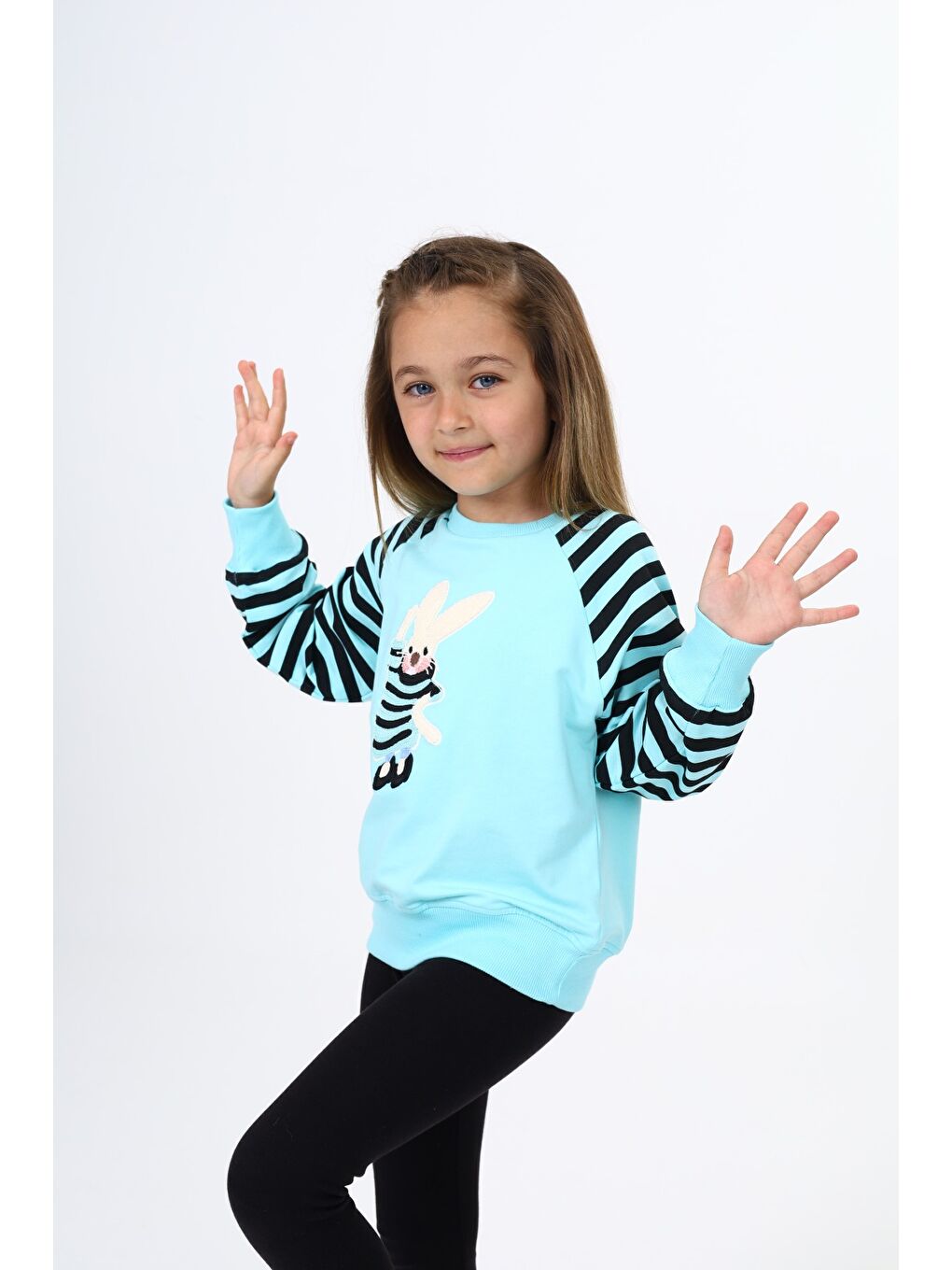 Turkuaz Kız Çocuk Nakışlı Sweatshirt-2