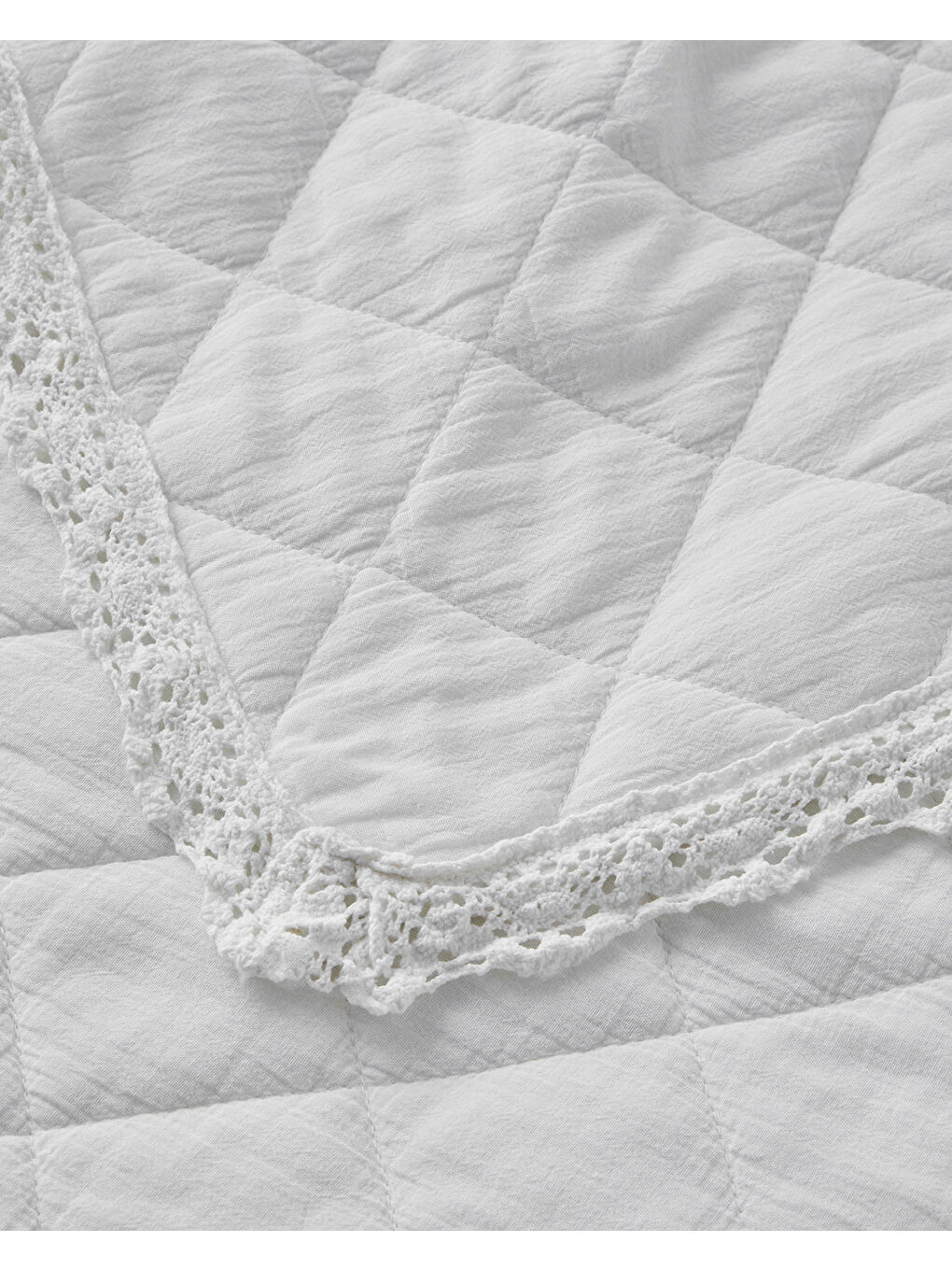 Vintage Diamond King Size Yatak Örtüsü Takımı 240x220 cm Beyaz-3