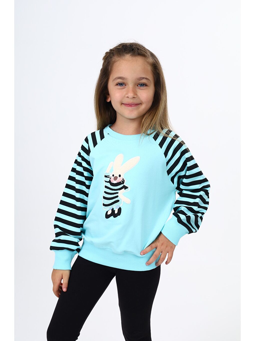 Turkuaz Kız Çocuk Nakışlı Sweatshirt-3
