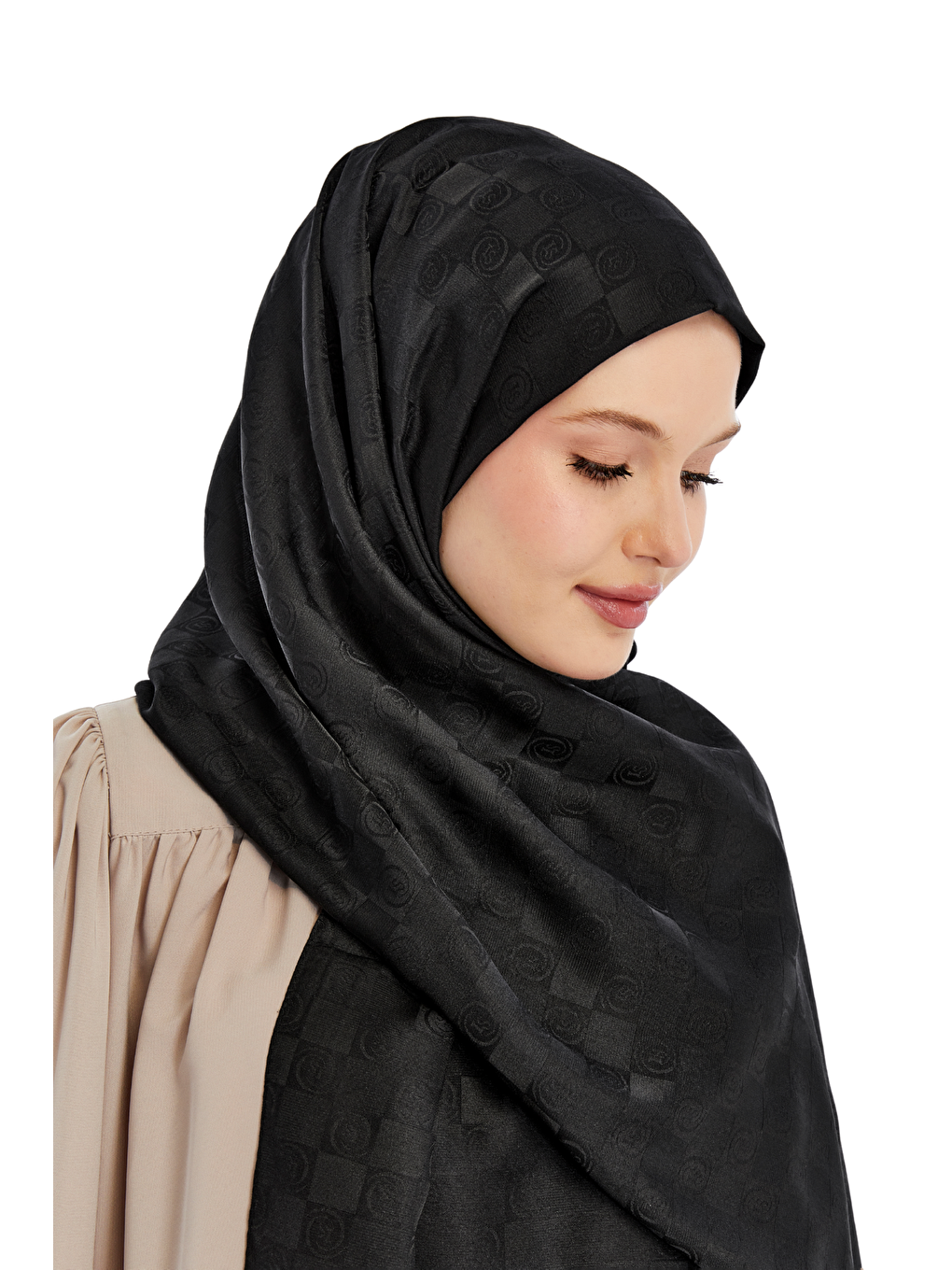 Siyah Monogram Dama Desen Şal-2