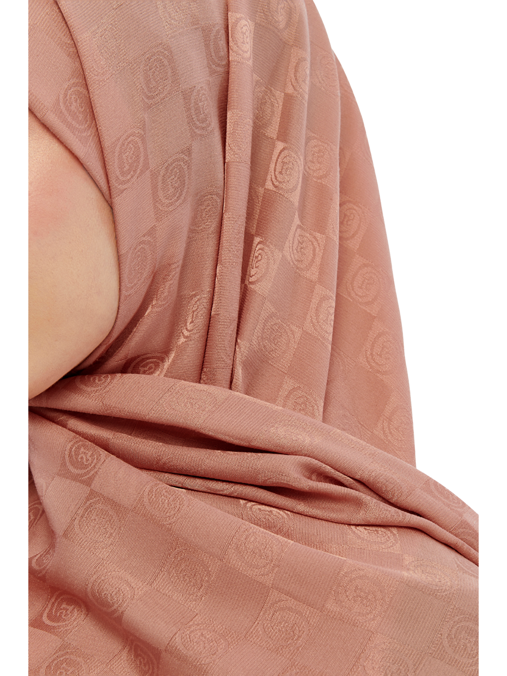 Pembe Monogram Dama Desen Şal-1